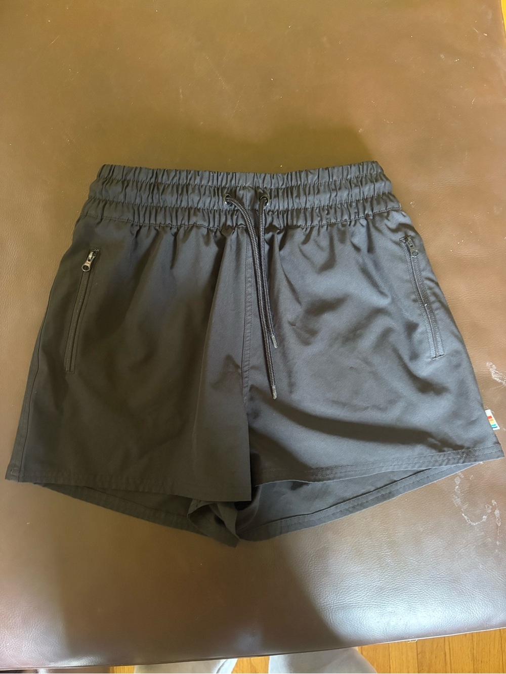 OP Black Elastic Waist Athletic Shorts with Zipper Pockets
